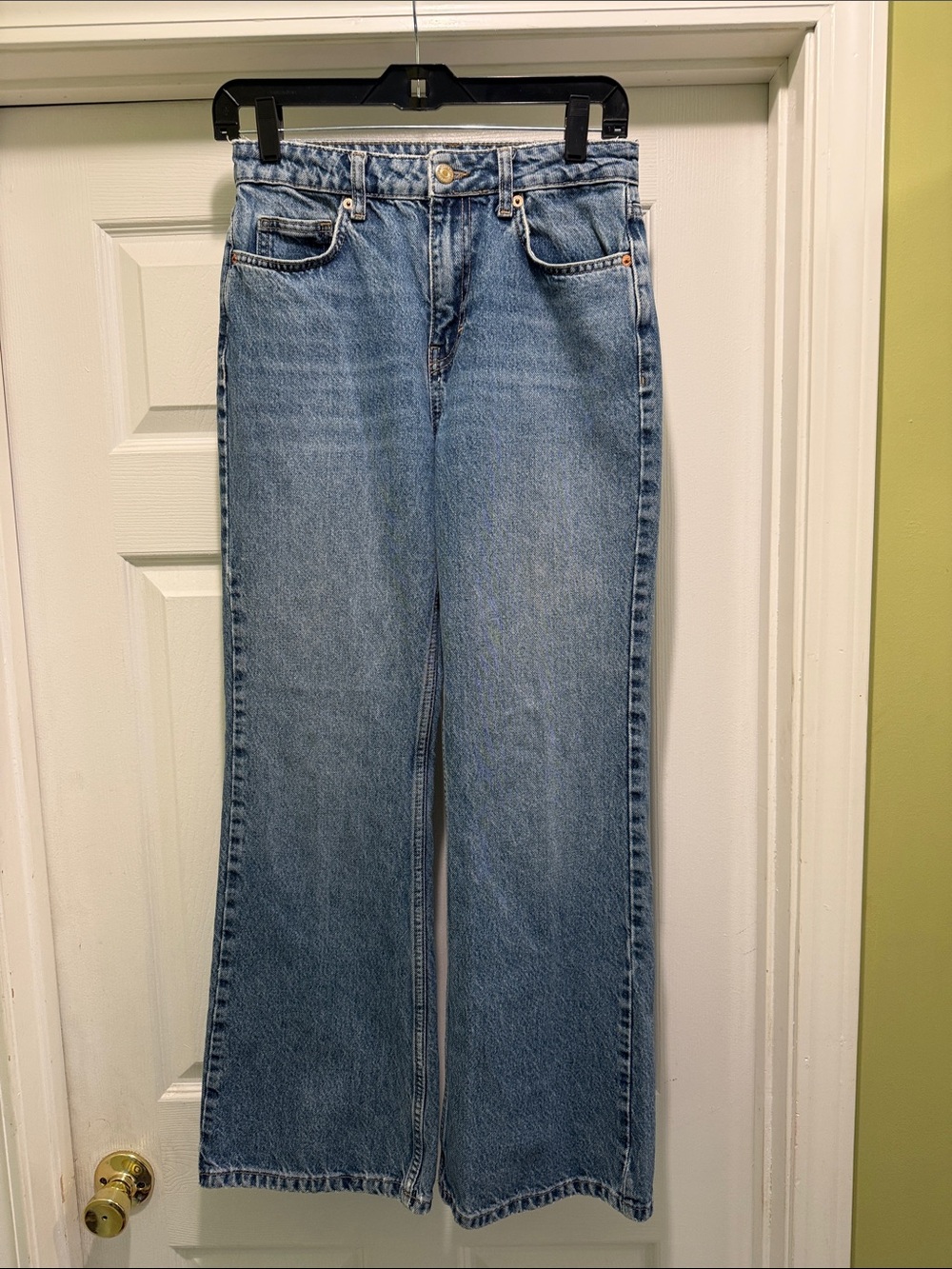 Topshop Two Wide Leg Jeans W27 L30 Medium Wash 100% Cotton